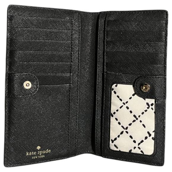 Kate Spade New York Laurel Way Stacy Saffiano Leather Wallet Porcelain Black - Picture 6 of 6